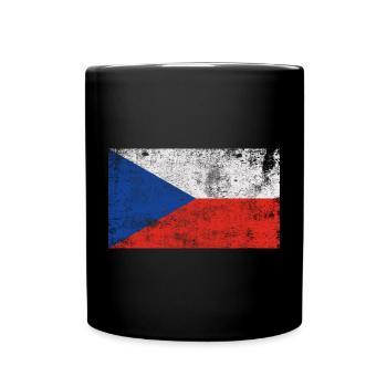Flag Czech Republic Flag Grunge Retro Vintage - Full Colour Mug - black - Front