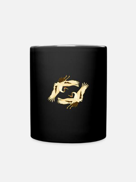japanische Kraniche golden oriental - Tasse einfarbig - Schwarz