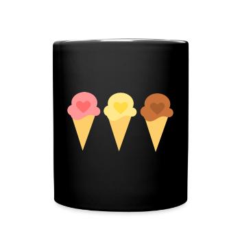 Eis Herz Eiscreme Erdbeereis Eisdiele Geschenk - Tasse einfarbig - Schwarz - Vorne