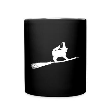 Katzen Hexe - Tasse einfarbig - Schwarz - Vorne