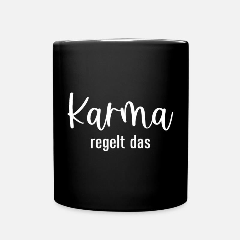 Karma regelt das - Tasse einfarbig - Schwarz
