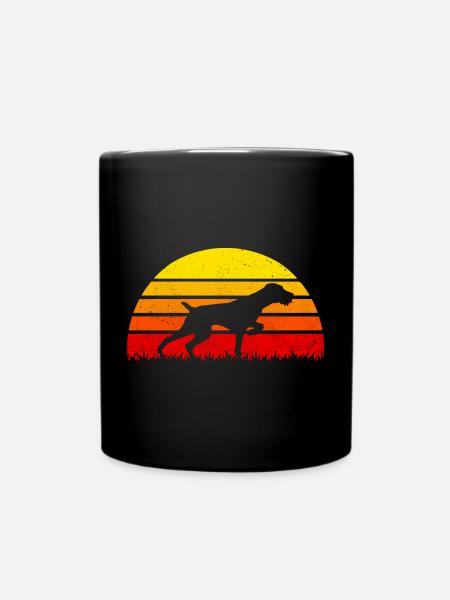 Drahtharr Jagdhund Sonnenuntergang Hunde - Tasse einfarbig - Schwarz