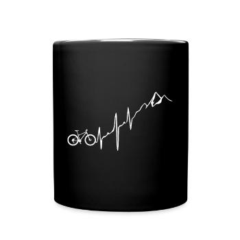 Heartbeat - Herzschlag - Fahrrad - MTB - Tasse einfarbig - Schwarz - Vorne