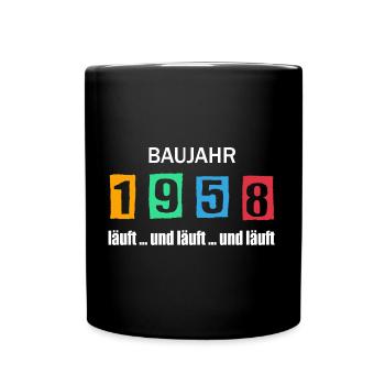 Baujahr 1958 - läuft und läuft und läuft - Tasse einfarbig - Schwarz - Vorne