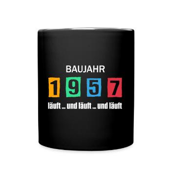 Baujahr 1957 - läuft und läuft und läuft - Tasse einfarbig - Schwarz - Vorne
