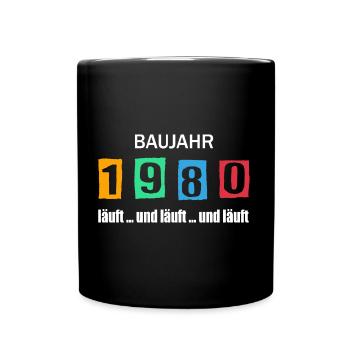 Baujahr 1980 - läuft und läuft und läuft - Tasse einfarbig - Schwarz - Vorne