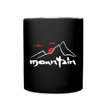 White mountain and red sun - Full Colour Mug - black - Front