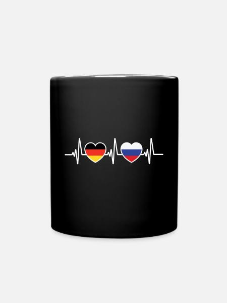 Deutschland Russland Russisch Flaggen Flagge - Tasse einfarbig - Schwarz