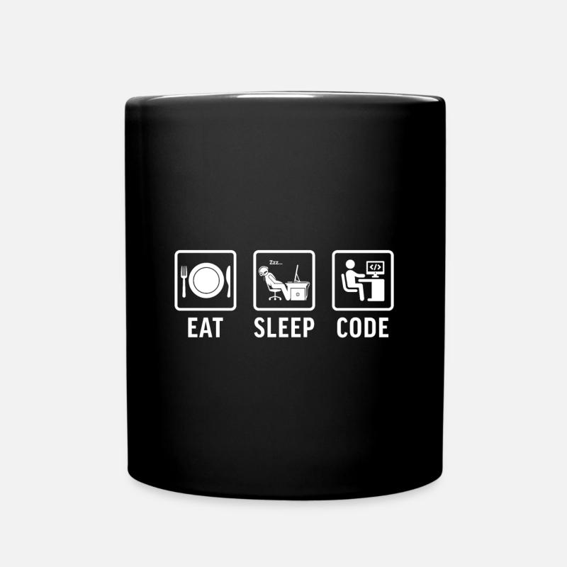 witziges t-shirt programmierer essen schlaf code - Tasse einfarbig - Schwarz
