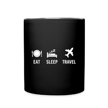 eat sleep travel - Full Colour Mug - black - Front