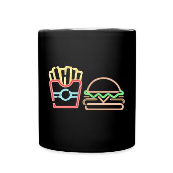 Neon Fast Food Fries et Burger - Mug uni - noir - Devant