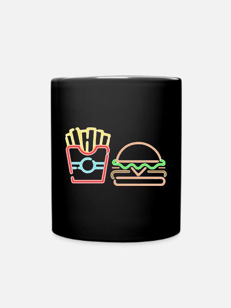 Neon Fast Food Fries et Burger - Mug uni - noir