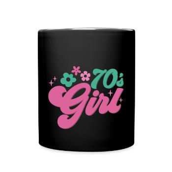 70er Jahre Mädchen 70s Girl Hippie - Tasse einfarbig - Schwarz - Vorne