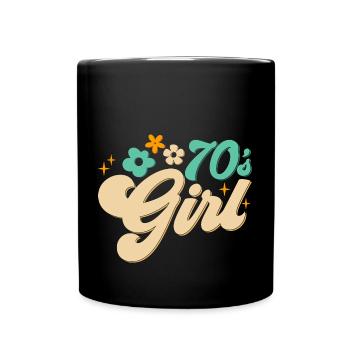 70er Jahre Mädchen 70s Girl Hippie - Tasse einfarbig - Schwarz - Vorne