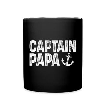 Kapitän Papa Boot Motorboot Segeln Segler - Tasse einfarbig - Schwarz - Vorne
