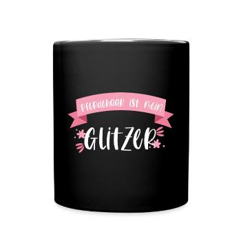 Pferd Reiten Pferdehaar Pferde Glitzer Geschenk - Tasse einfarbig - Schwarz - Vorne