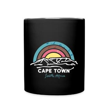 Cape Town Kapstadt Südafrika Table Mountain Retro - Tasse einfarbig - Schwarz - Vorne