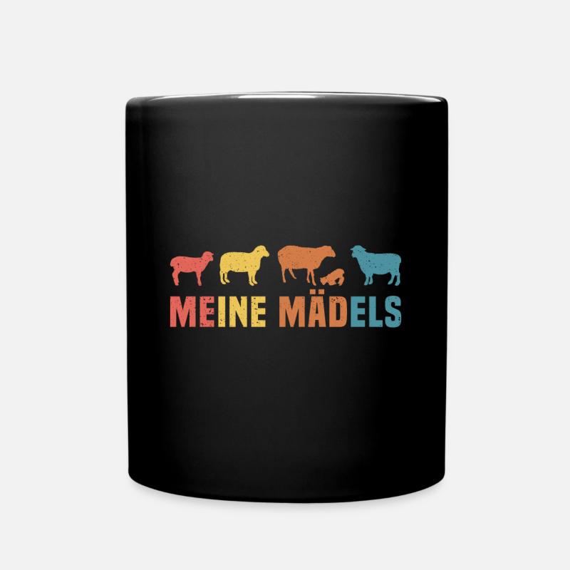 meine mädels Schafe - Tasse einfarbig - Schwarz
