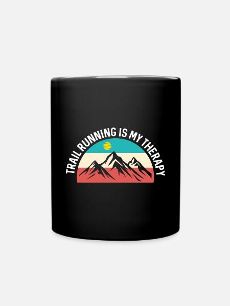 Trailrunning ist meine Therapie - Tasse einfarbig - Schwarz