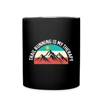 Trailrunning ist meine Therapie - Tasse einfarbig - Schwarz - Vorne