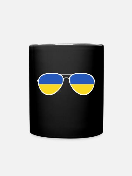 Ukraine Ukraina Slava Ukraine Sonnenbrille Flagge - Tasse einfarbig - Schwarz