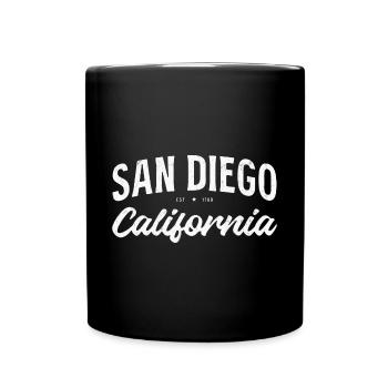 San Diego Vintage Script - Tasse einfarbig - Schwarz - Vorne
