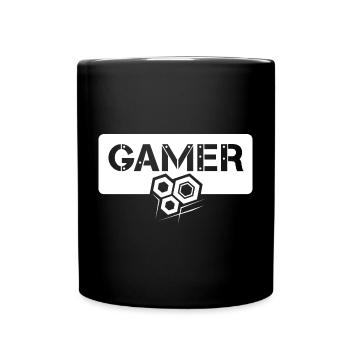 gamer Zahnräder Symbol Logo icon Grafik Schild - Tasse einfarbig - Schwarz - Vorne