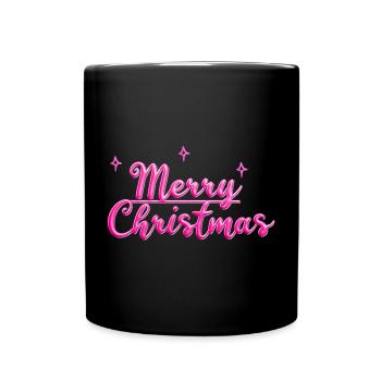 Frohe Weihnachten Neon Pink - Tasse einfarbig - Schwarz - Vorne