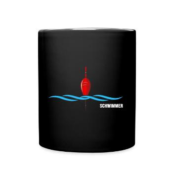 Schwimmer schwimmt im Wasser "Schwimmtrainer Boje" - Tasse einfarbig - Schwarz - Vorne