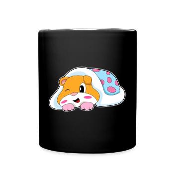 Hamster Sleeping Blanket - Full Colour Mug - black - Front