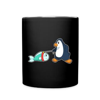 Pinguin Fisch - Tasse einfarbig - Schwarz - Vorne