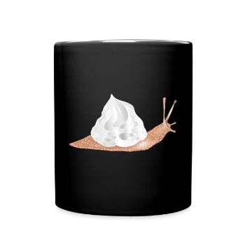 Escargot avec capuchon crème comme coquille d’escargot - Mug uni - noir - Devant