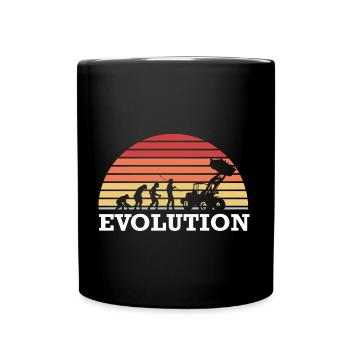 Evolution Bagger Baustelle Fahrzeuge Baggerfahrer - Tasse einfarbig - Schwarz - Vorne