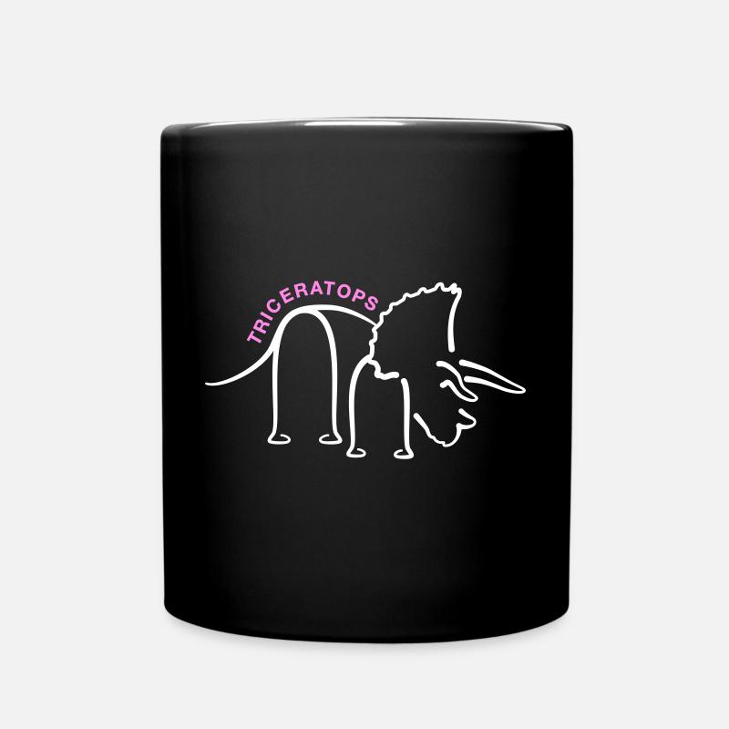 Dinosaur Triceratops Dino Line Graphic - Full Colour Mug - black
