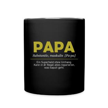 Papa Superheld Definition - Tasse einfarbig - Schwarz - Vorne