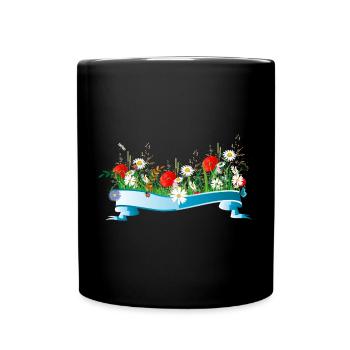 colorful spring meadow with flowers and insects - Full Colour Mug - black - Front