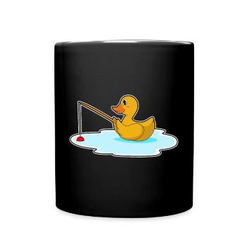 Duck Angler Fishing Rod Fishing - Full Colour Mug - black - Front