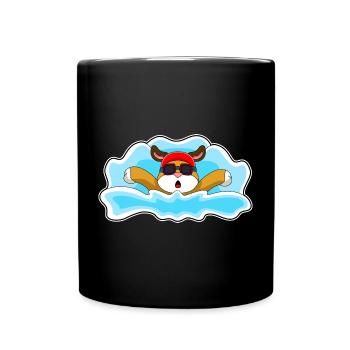 Hund Schwimmen Schwimmbrille Sommer - Tasse einfarbig - Schwarz - Vorne