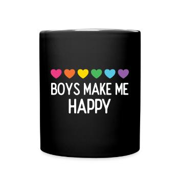 Pride Month LGBTQ - Boys Make Me Happy - Full Colour Mug - black - Front
