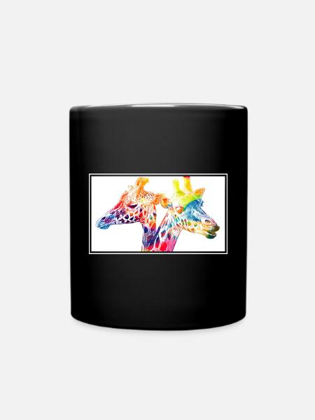 Bunte Giraffen - Tasse einfarbig - Schwarz