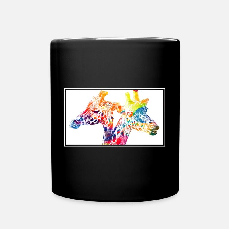 Bunte Giraffen - Tasse einfarbig - Schwarz