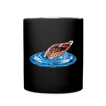 lustige Vögel, Stockente tauchend - Tasse einfarbig - Schwarz - Vorne