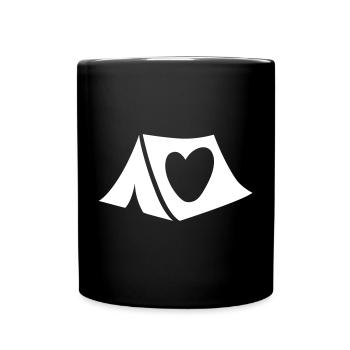 Zelt Herz minimalistisch Camping Camper Outdoor - Tasse einfarbig - Schwarz - Vorne