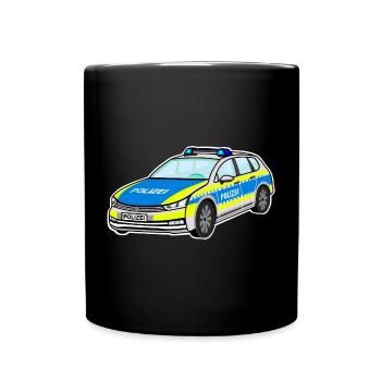 German Police Car, Police Car, Patrol Car - Full Colour Mug - black - Front