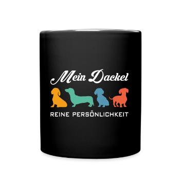 Dackel Persönlichkeit auf vier Pfoten Dackelgrafik - Tasse einfarbig - Schwarz - Vorne