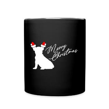 Frenchie Französische Bulldogge mit Nikolausmützen - Tasse einfarbig - Schwarz - Vorne