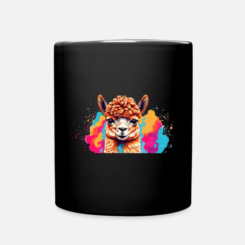 Lama Farbexplosion - Tasse einfarbig - Schwarz