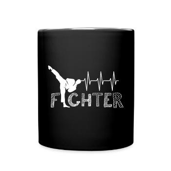 Puls Kick Kampfsport Herzschlag Symbol fighter - Tasse einfarbig - Schwarz - Vorne