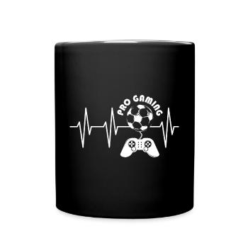 pro gaming heartbeat pulse soccer gamer icon logo - Full Colour Mug - black - Front