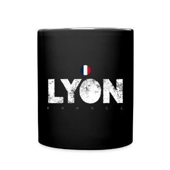 Lyon Fettgedruckter Text mit französischer Flagge - Tasse einfarbig - Schwarz - Vorne